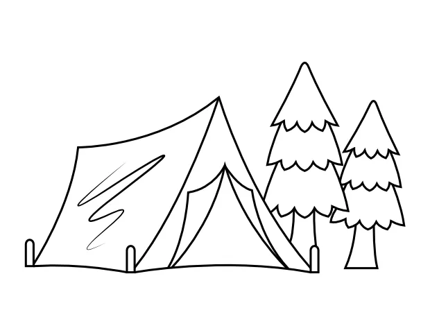 Printable Camping Tent Coloring Page