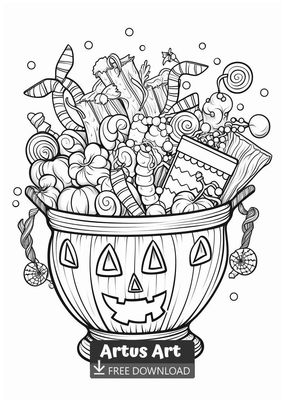 Trick-or-treat monster coloring pages
