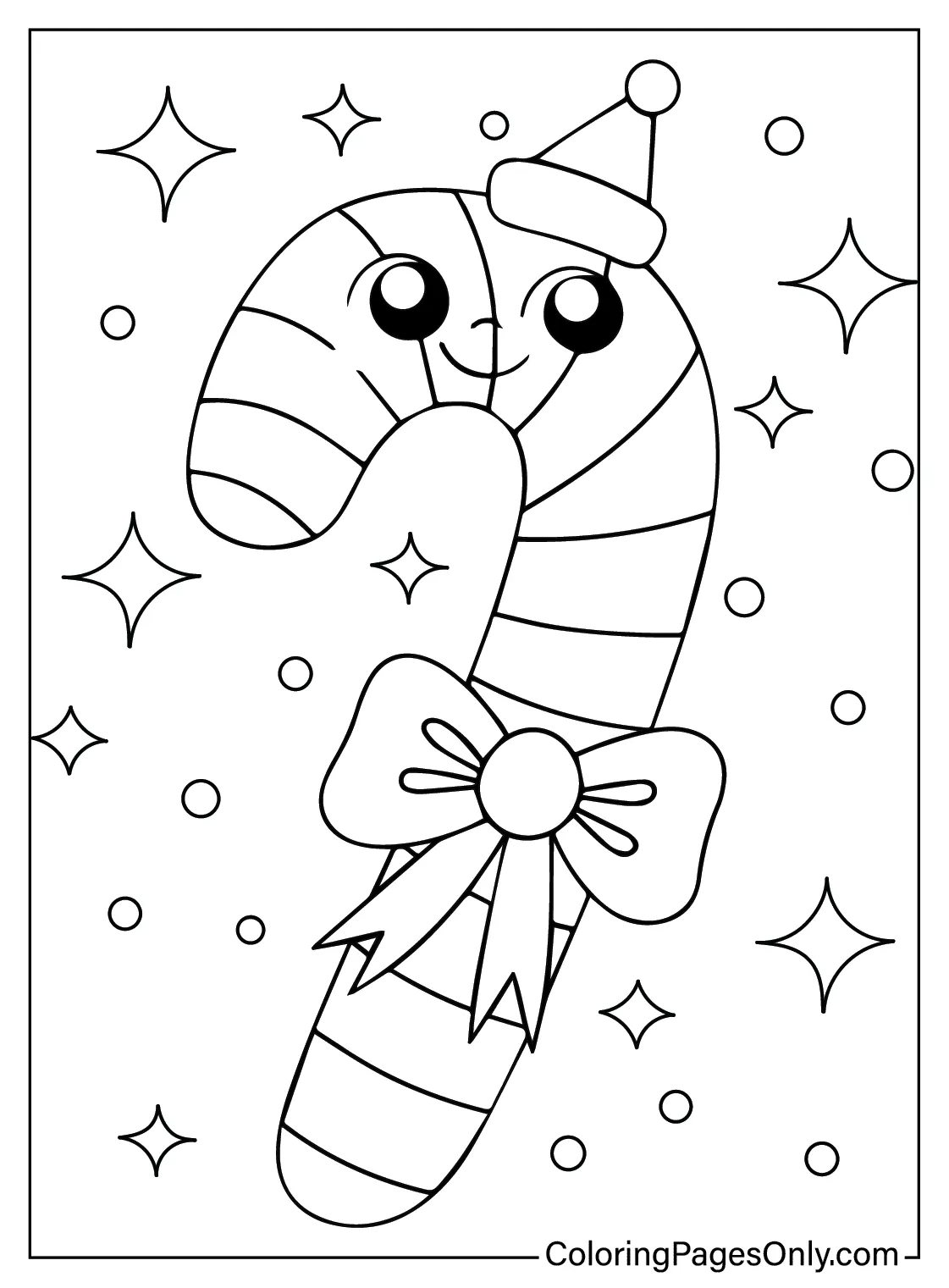 Christmas Candy Cane Coloring Page Free Printable - Free Printable