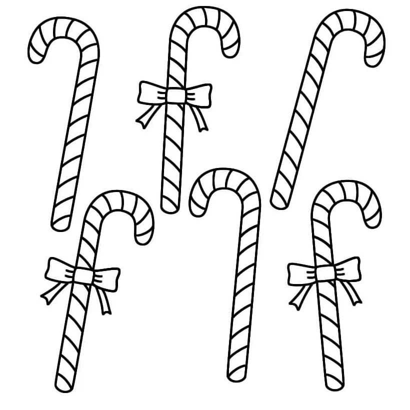 Christmas Candy Cane Coloring Page - Free Printable Coloring Pages for Kids