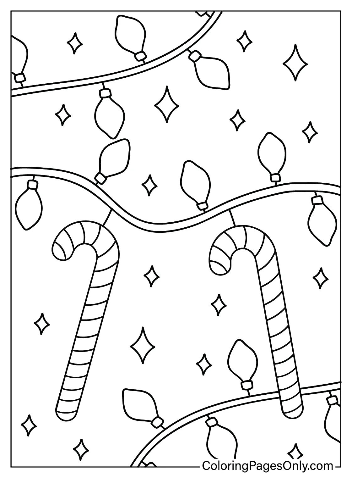 Christmas Candy Cane Coloring Page Printable - Free Printable Coloring
