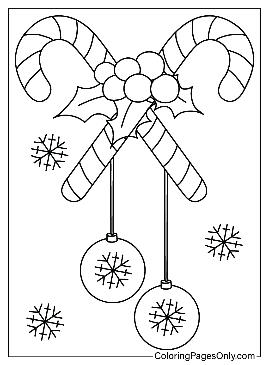Christmas Candy Cane Coloring Page PDF - Free Printable Coloring Pages