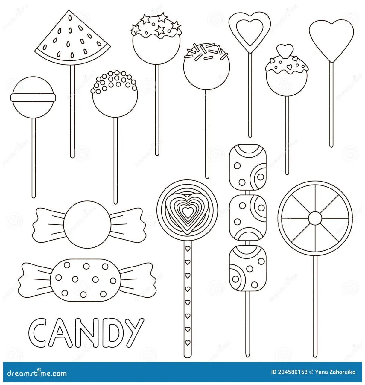 Candy Coloring Page. Candies Frame Vector Illustration | CartoonDealer