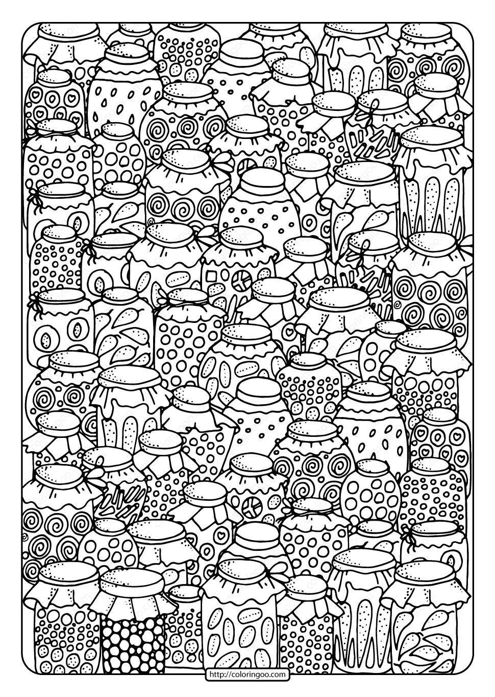 Printable canning jars pdf coloring page