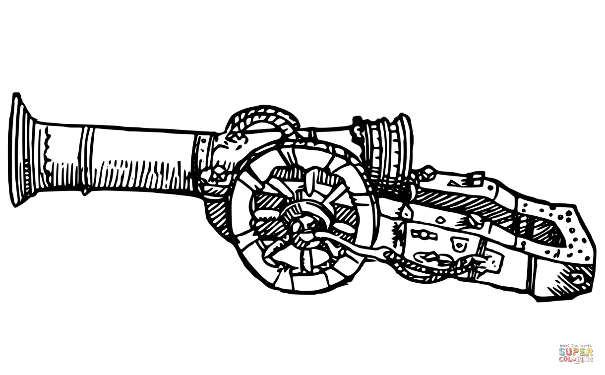 Vintage cannon coloring page free printable coloring pages