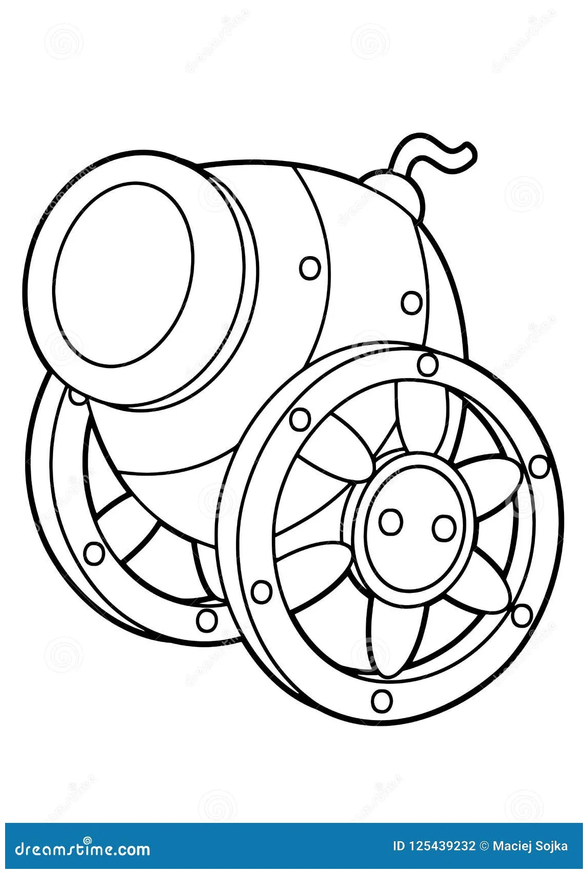 Cartoon cannon isolated coloring page cartoondealer #125323875