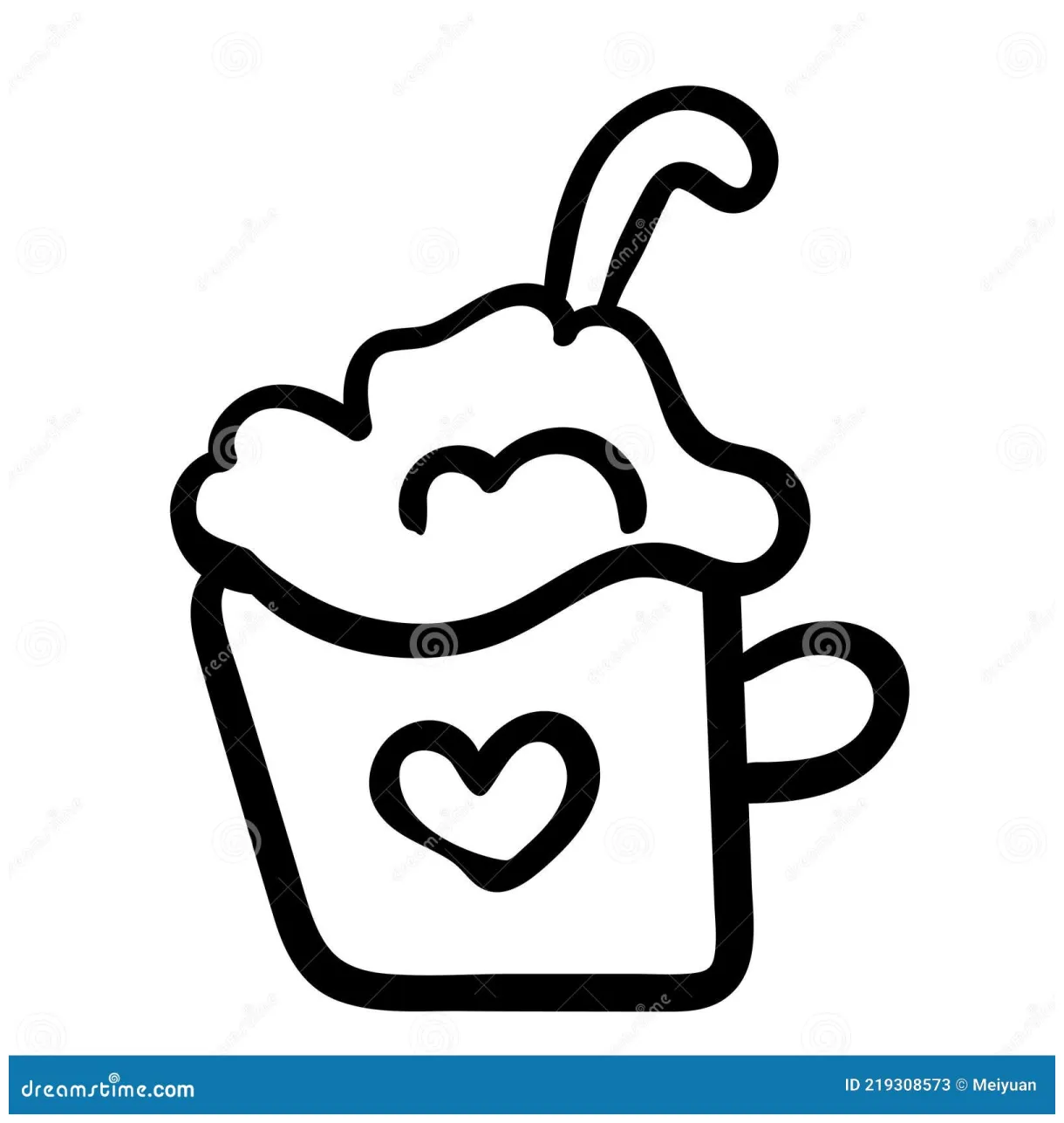 Hand drawn cappuccino. vector illustration. cozy and hygge coloring