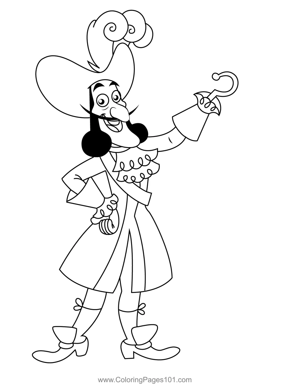 Captain Hook Coloring Page for Kids - Free Jake and the Never Land