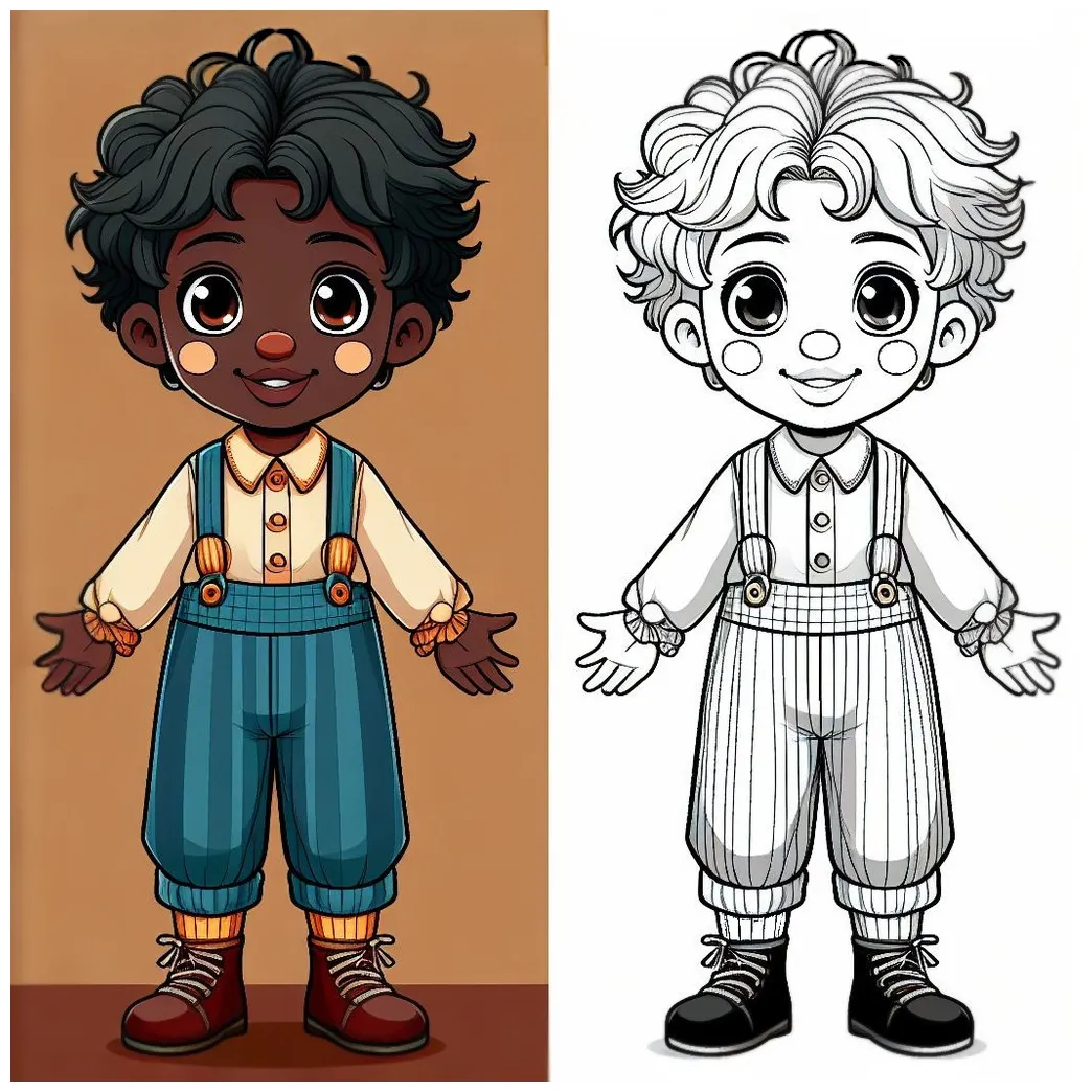 Boy dressed like a clown for carnival 👦🤡🎭 coloring page