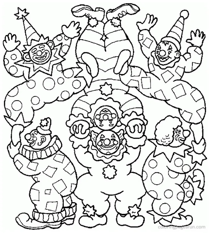 Carnival clown coloring page printable coloring page