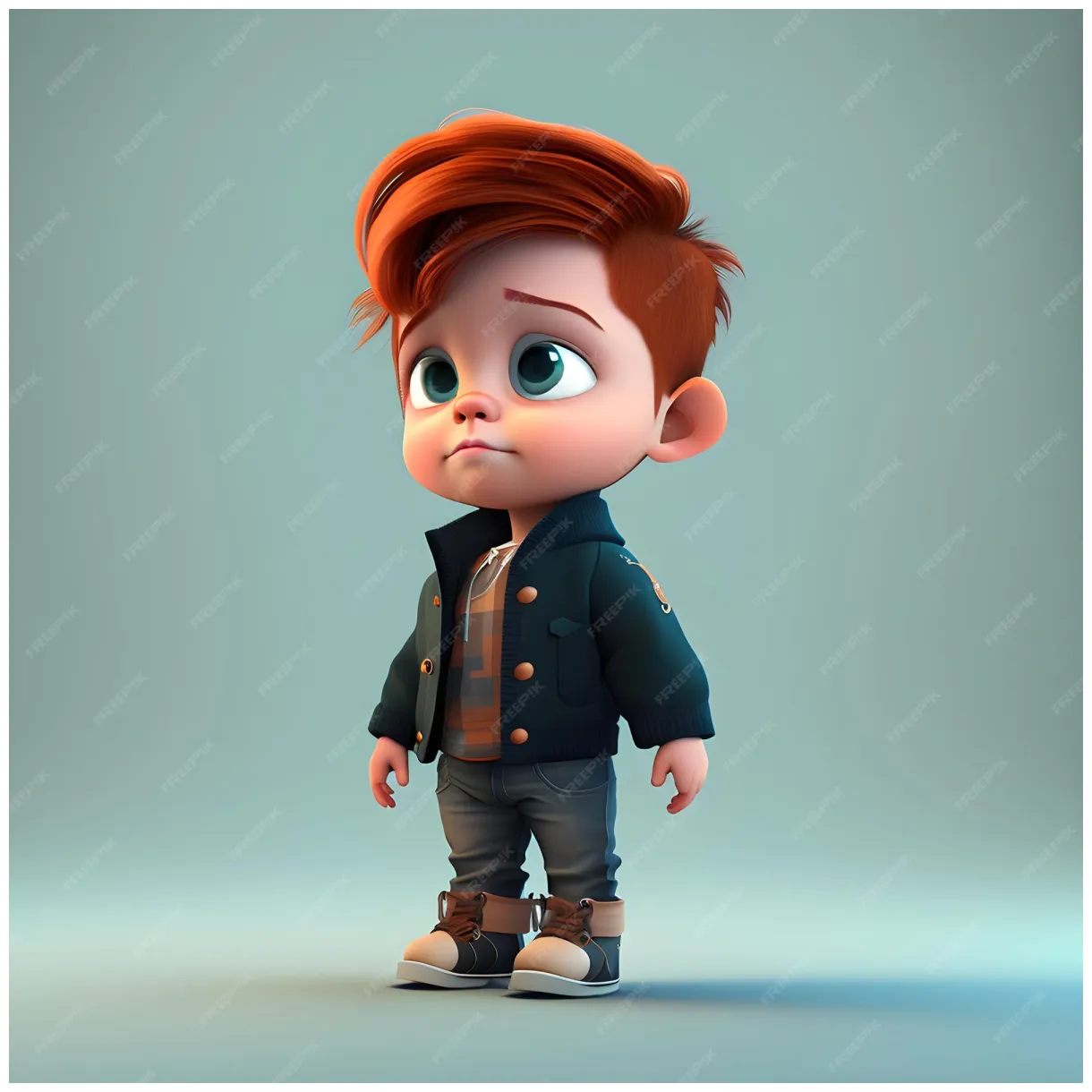 Premium cute boy in pixar style cartoon 3d illustration printable coloring page