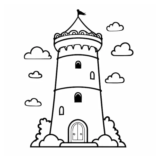 Castle tower coloring vectors & illustrations for