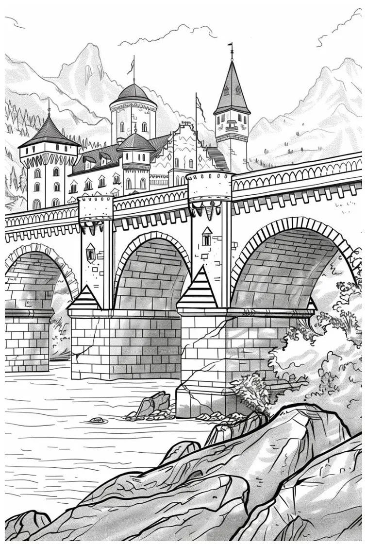 Castle drawbridge coloring pages [2025] printable coloring page