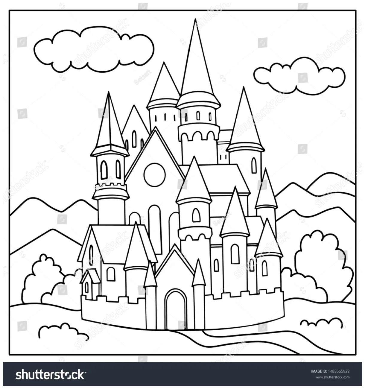 7,329 coloring page castle s, s & vectors shutterstock