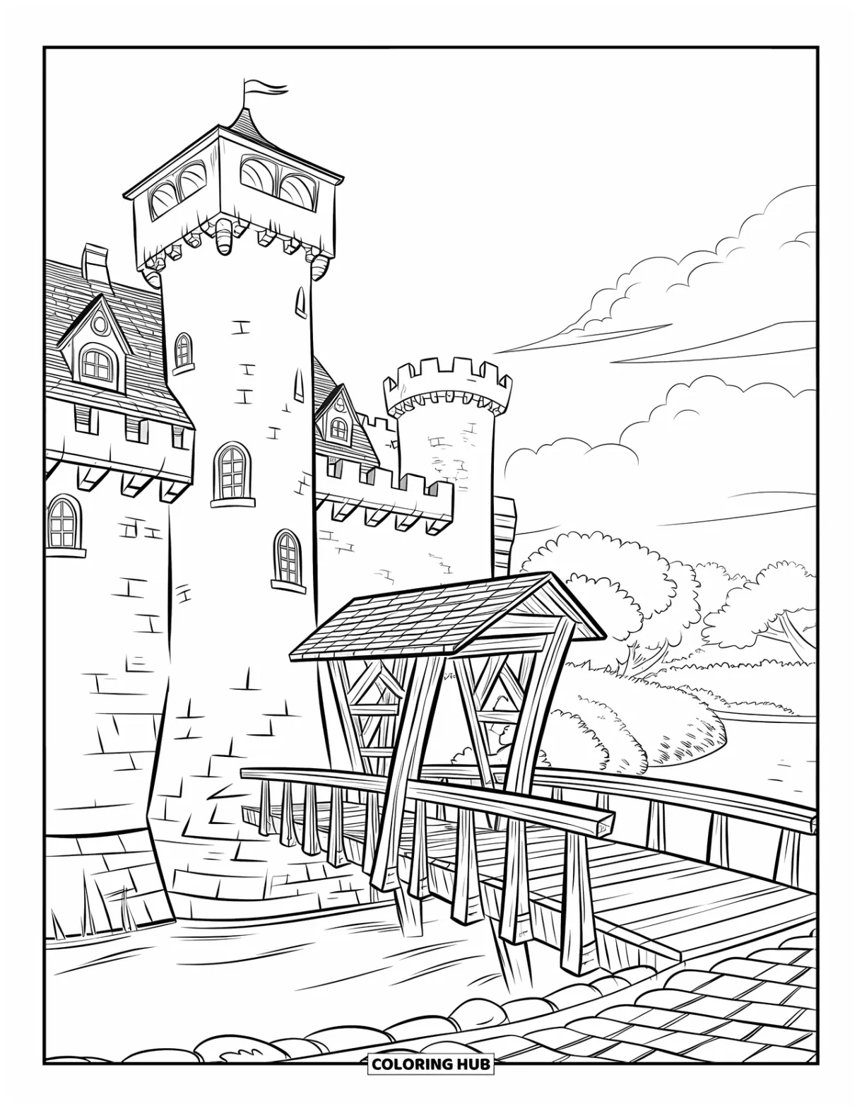 105+ castle coloring pages for kids & adults free printable pdfs