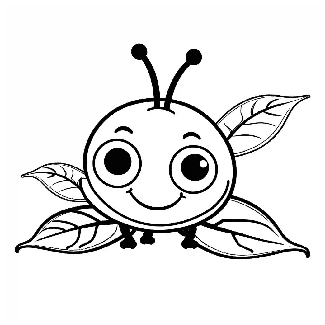 Smiling caterpillar on leaf coloring page lulu pages