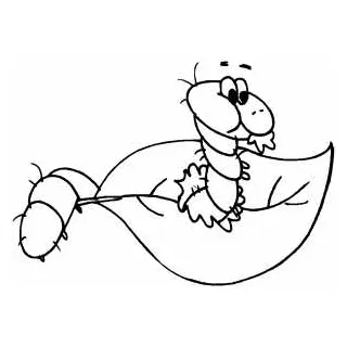 Caterpillar eating leaf coloring page