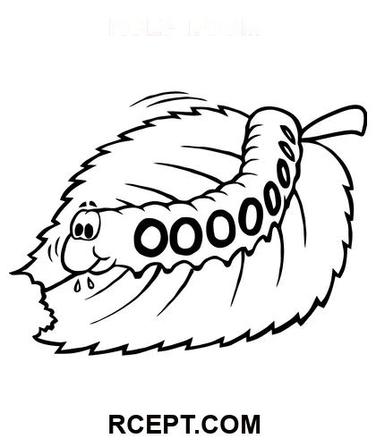 Cute caterpillar is eating leaf free printable coloring pages