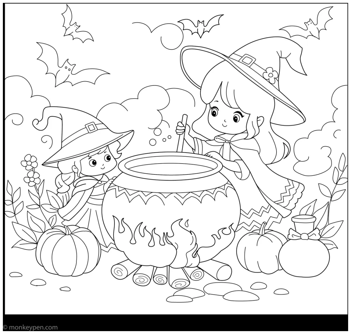 Cauldron coloring page magical and fun halloween printable for kids