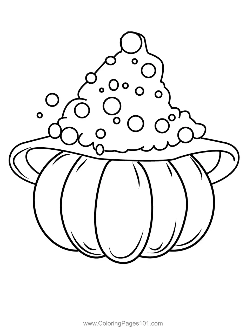 Bubbling potion pumpkin cauldron coloring page for kids free printable coloring page