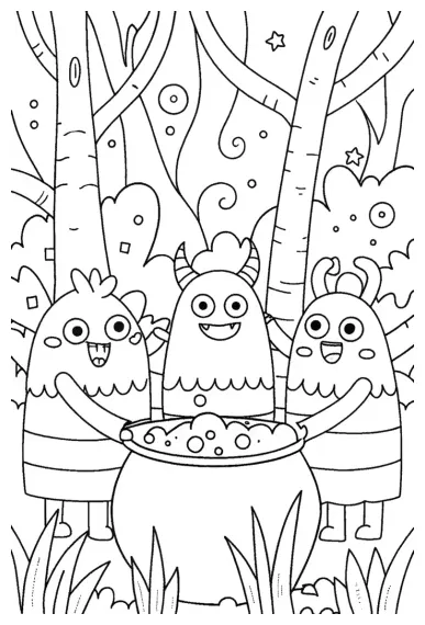 Bubbling Cauldron Adventure Coloring Page - Free & Printable