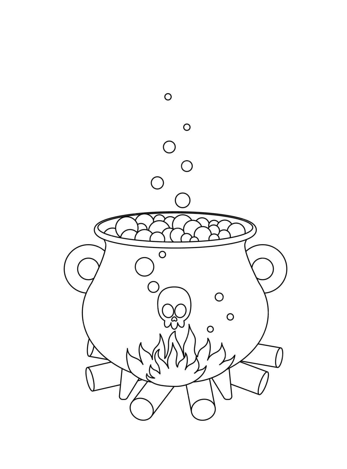 Premium Vector | Bubbling cauldron coloring page Black and white