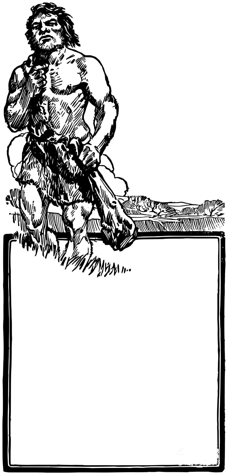 Vintage caveman frame coloring page colouringpages