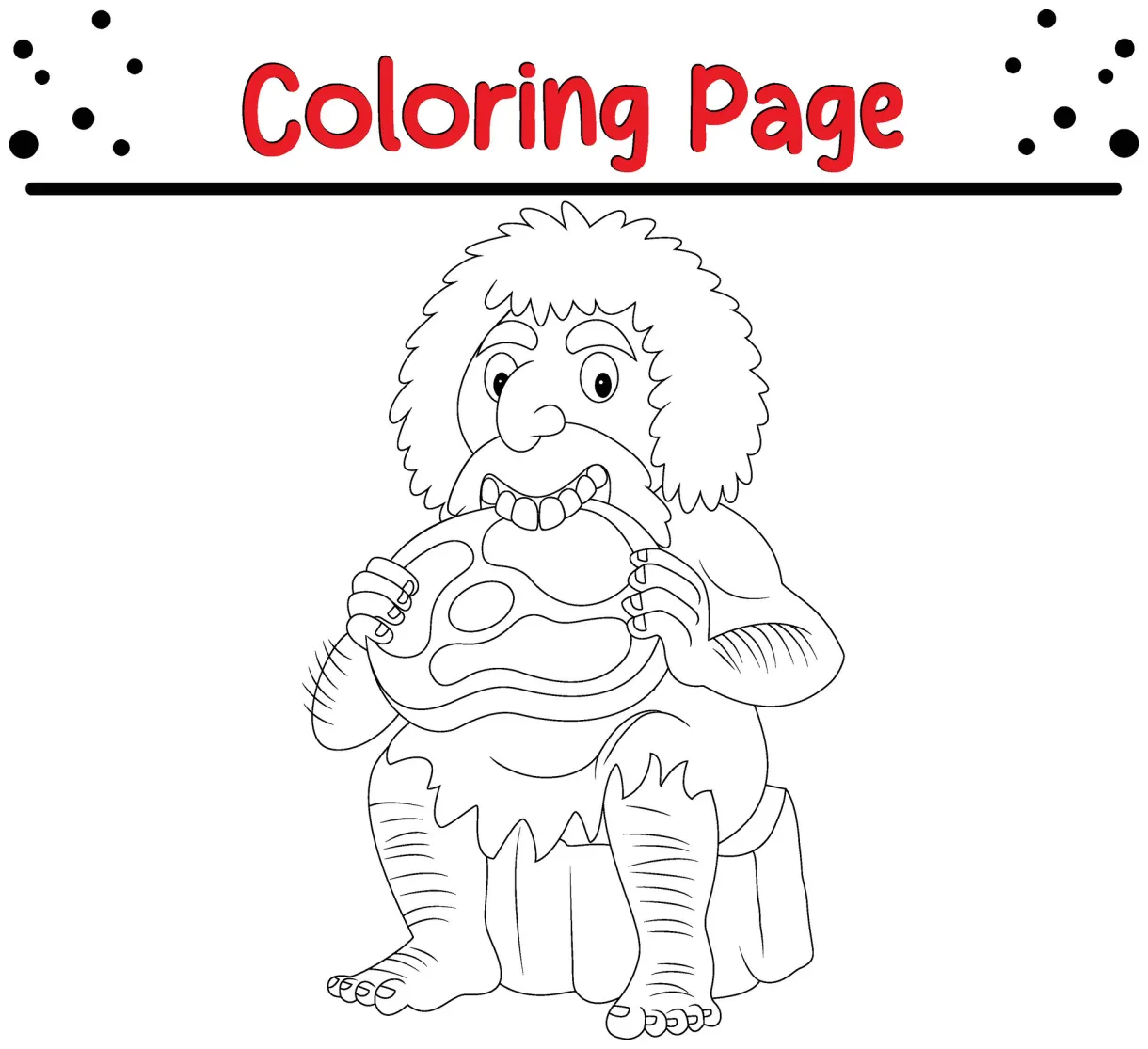 Coloring page caveman for kids 36529354 vector art at vecteezy