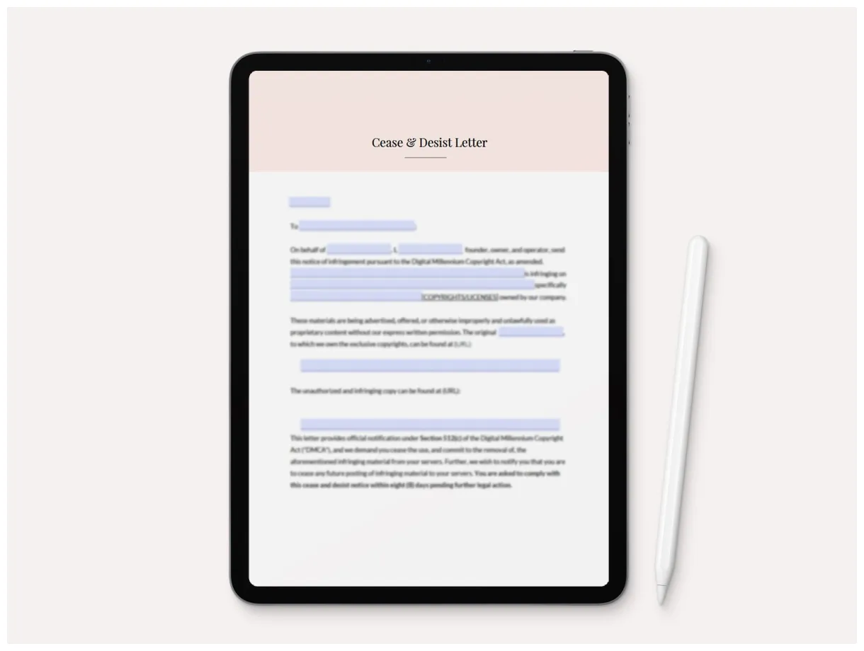 Cease & desist letter birdesign