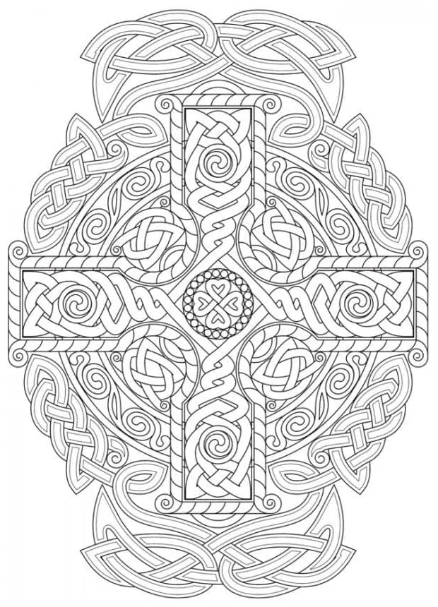 Awesome celtic cross coloring page download, print or color online