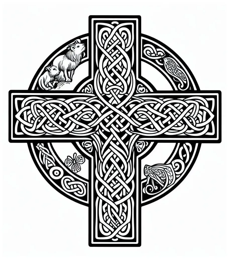 Celtic cross free coloring page download, print or color online for free