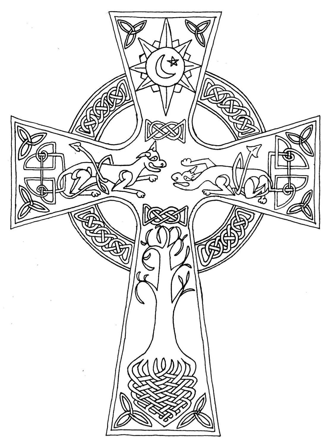 Celtic cross coloring page