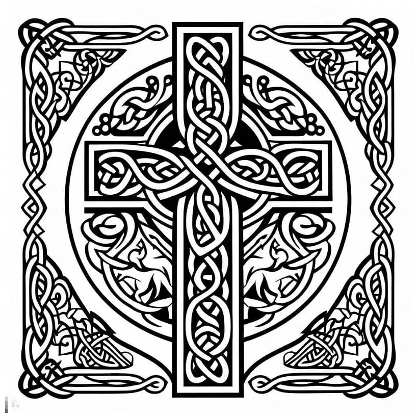 Celtic cross for free coloring page download, print or color online