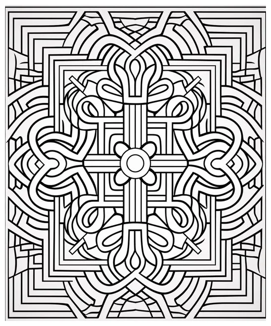 A coloring page with a cross and a celtic design generativ ai | Premium