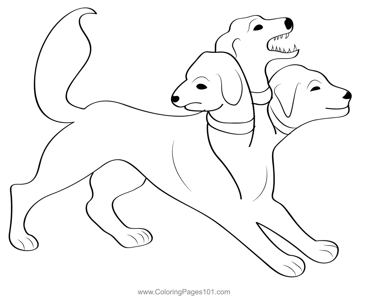 Cerberus 3 Coloring Page for Kids - Free Cerberus Printable Coloring