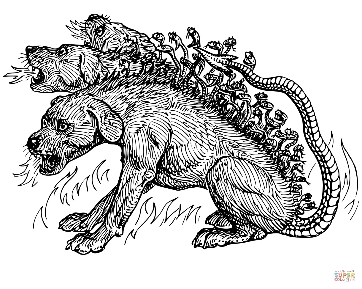 Cerberus coloring page | Free Printable Coloring Pages