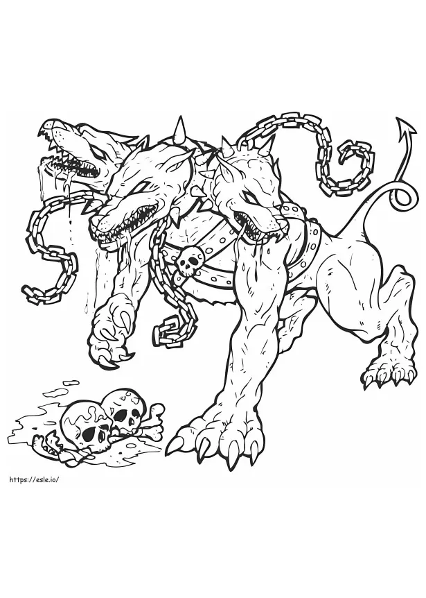 Scary Cerberus coloring page