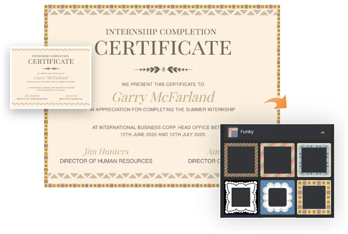 Customize internship completion certificate with free certificate