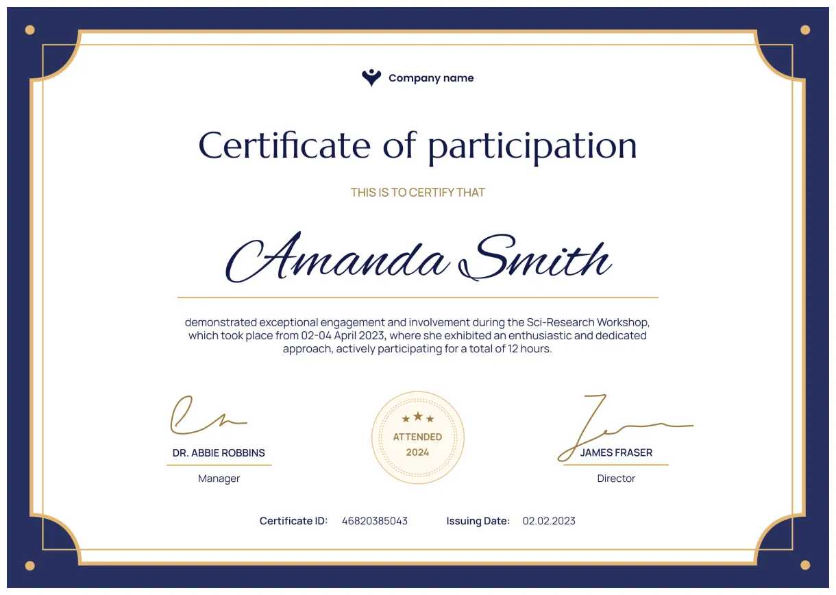 Participation certificate templates download for free