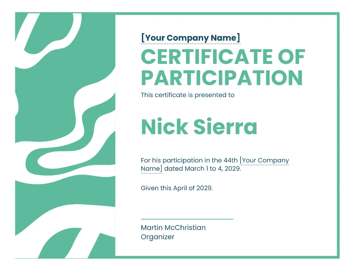 Participation certificate template edit online & download example
