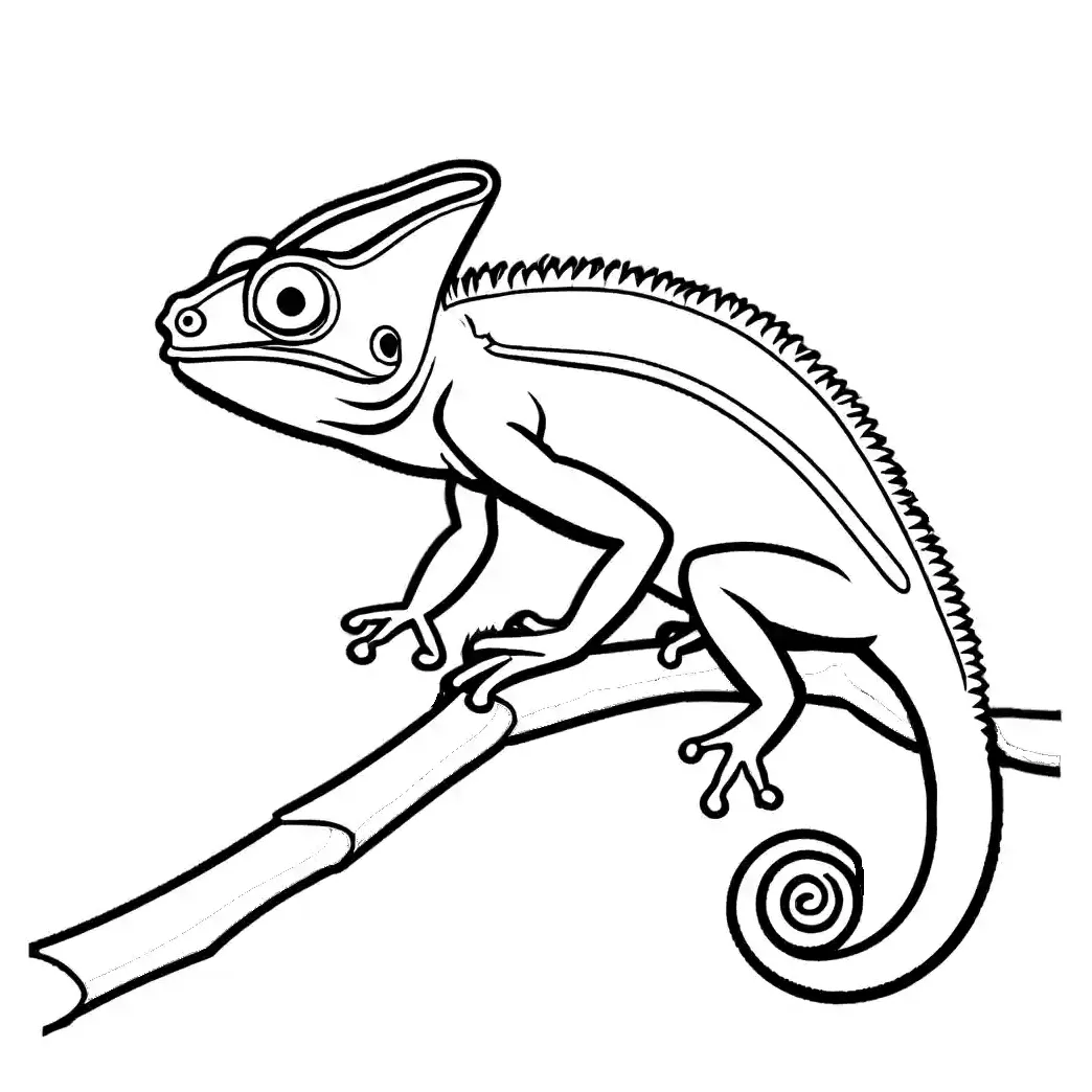Chameleon on branch catching insect bee coloring page lulu pages
