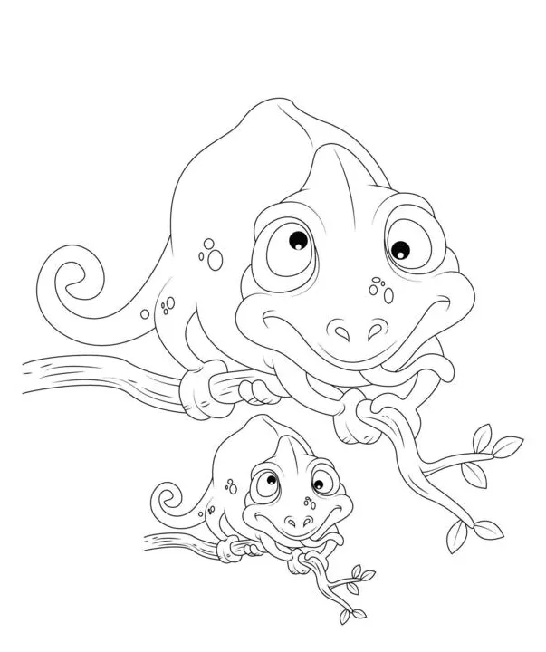 Chameleon coloring page vector art, icons, and graphics for