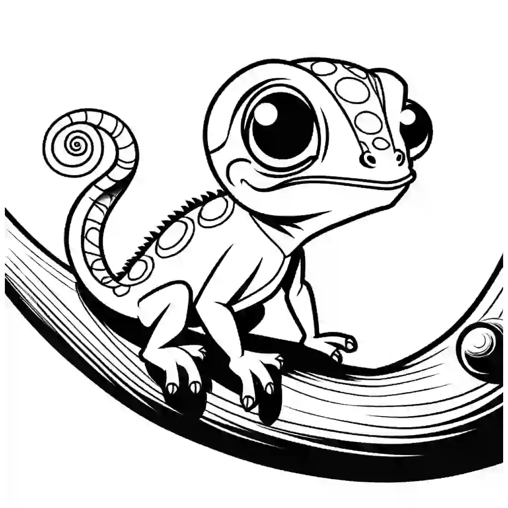 Funny chameleon catching a butterfly coloring page lulu pages