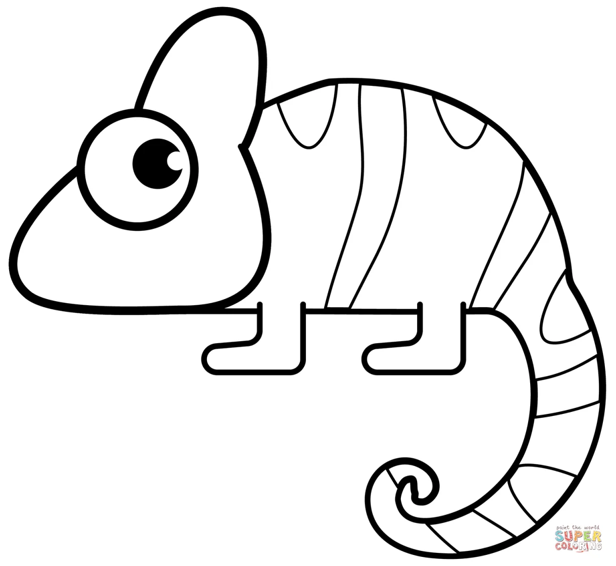 Cute chameleon coloring page free printable coloring pages