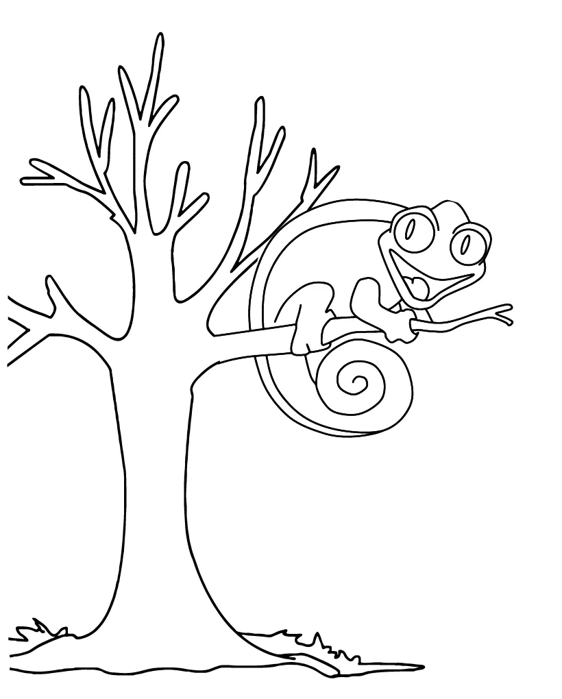 Chameleon coloring page-06 printable coloring page
