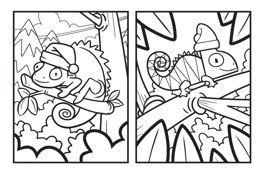 Chameleon coloring page vector art, icons, and graphics for