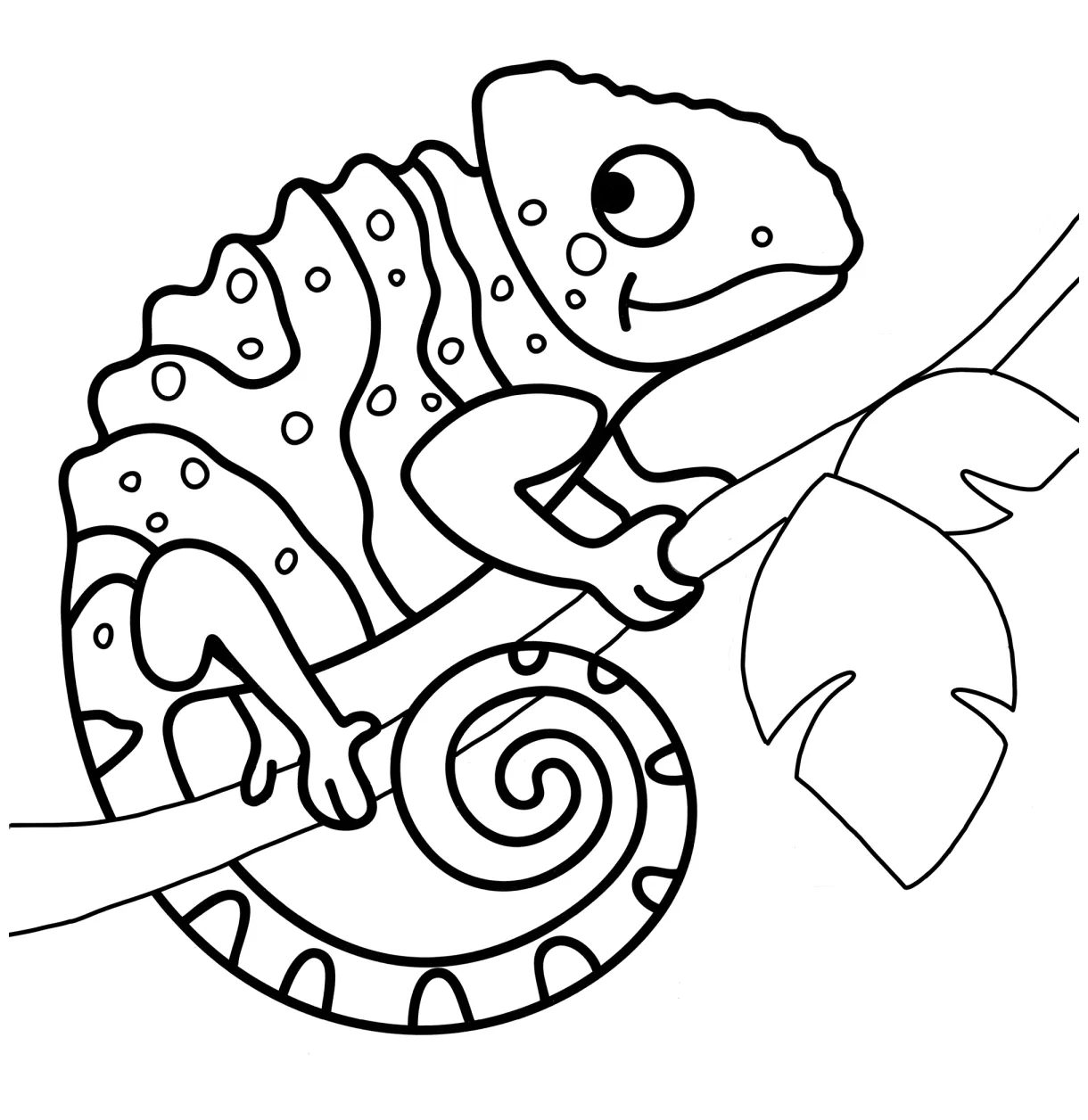 Chameleon twisted its tail coloring page free and printable