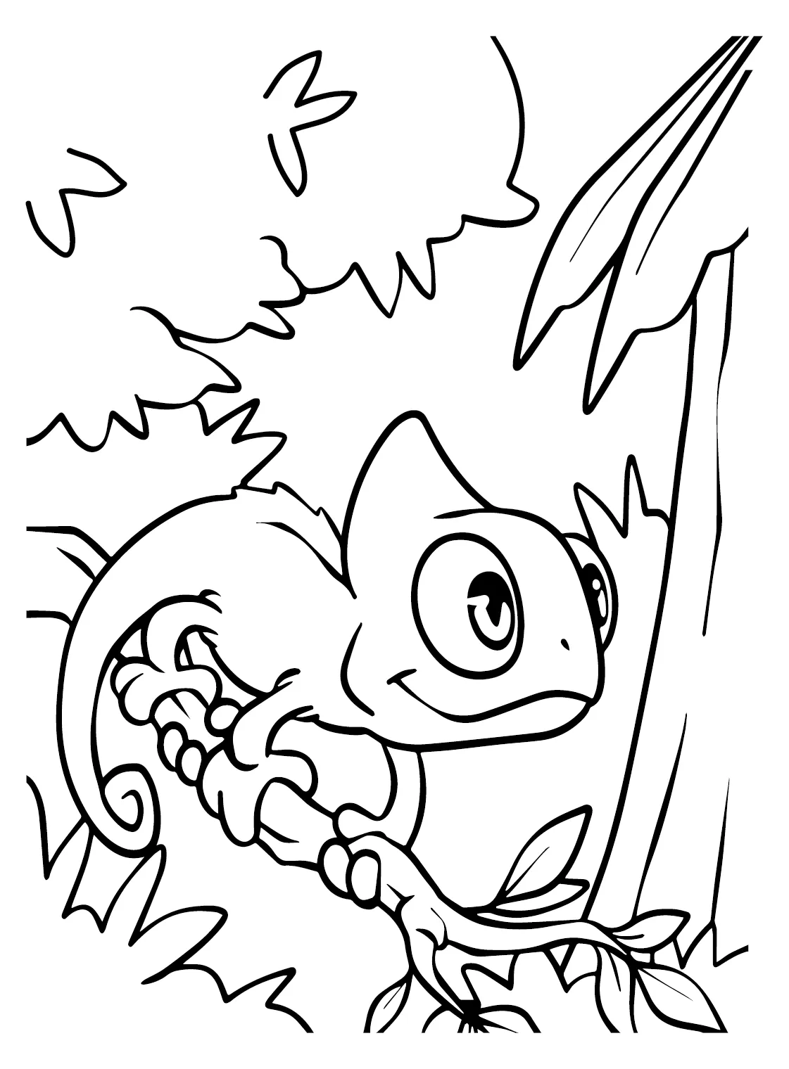 Chameleon for kids coloring page free printable coloring pages