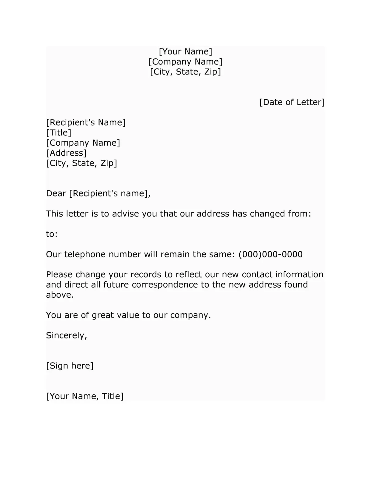 Address letter template