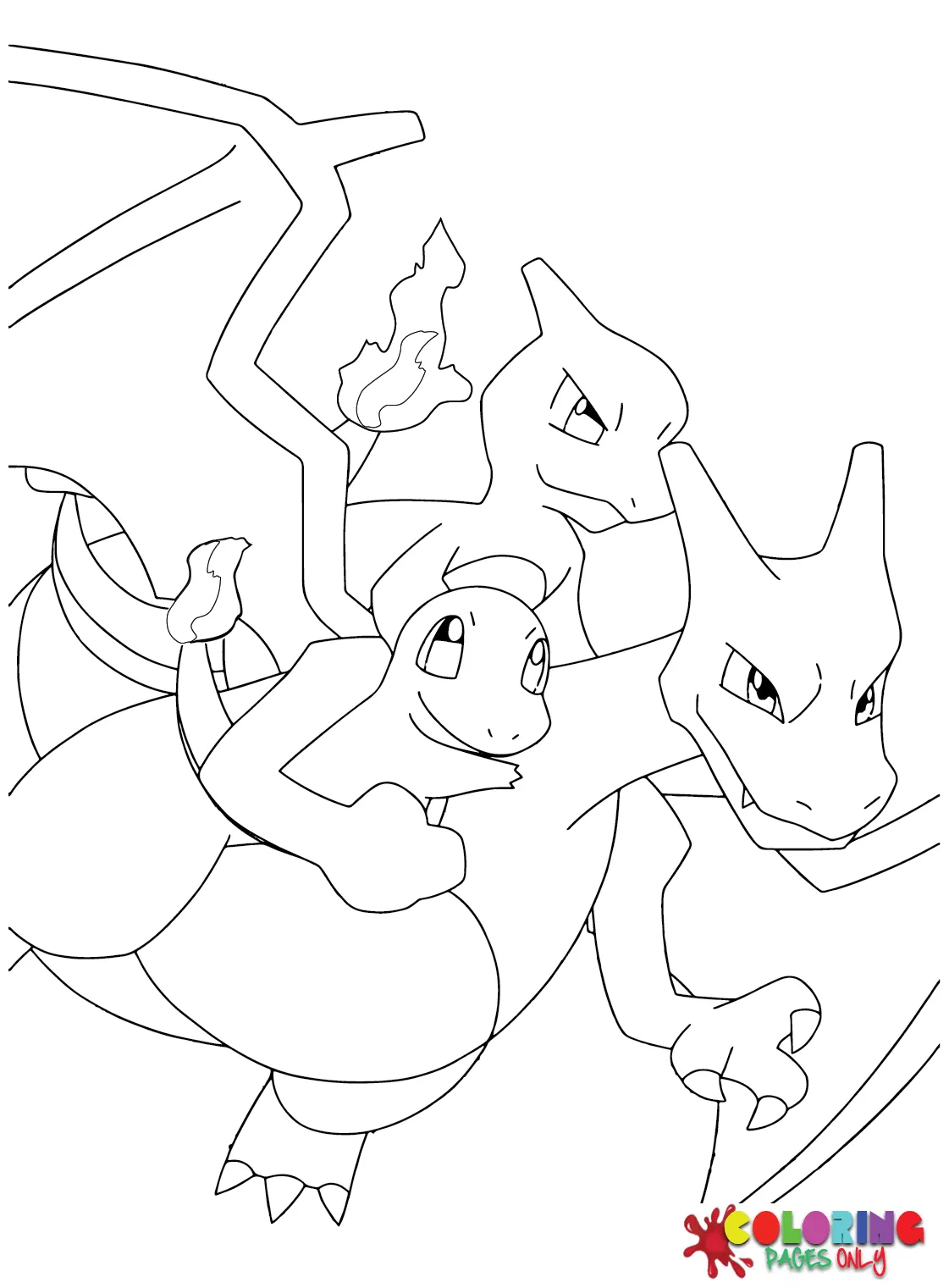 Charizard evolution coloring page free printable coloring pages